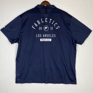 Fabletics‎ The Rec Button Up 2.0 Men's 2XL Navy Blue Mesh Breathable Lightweight